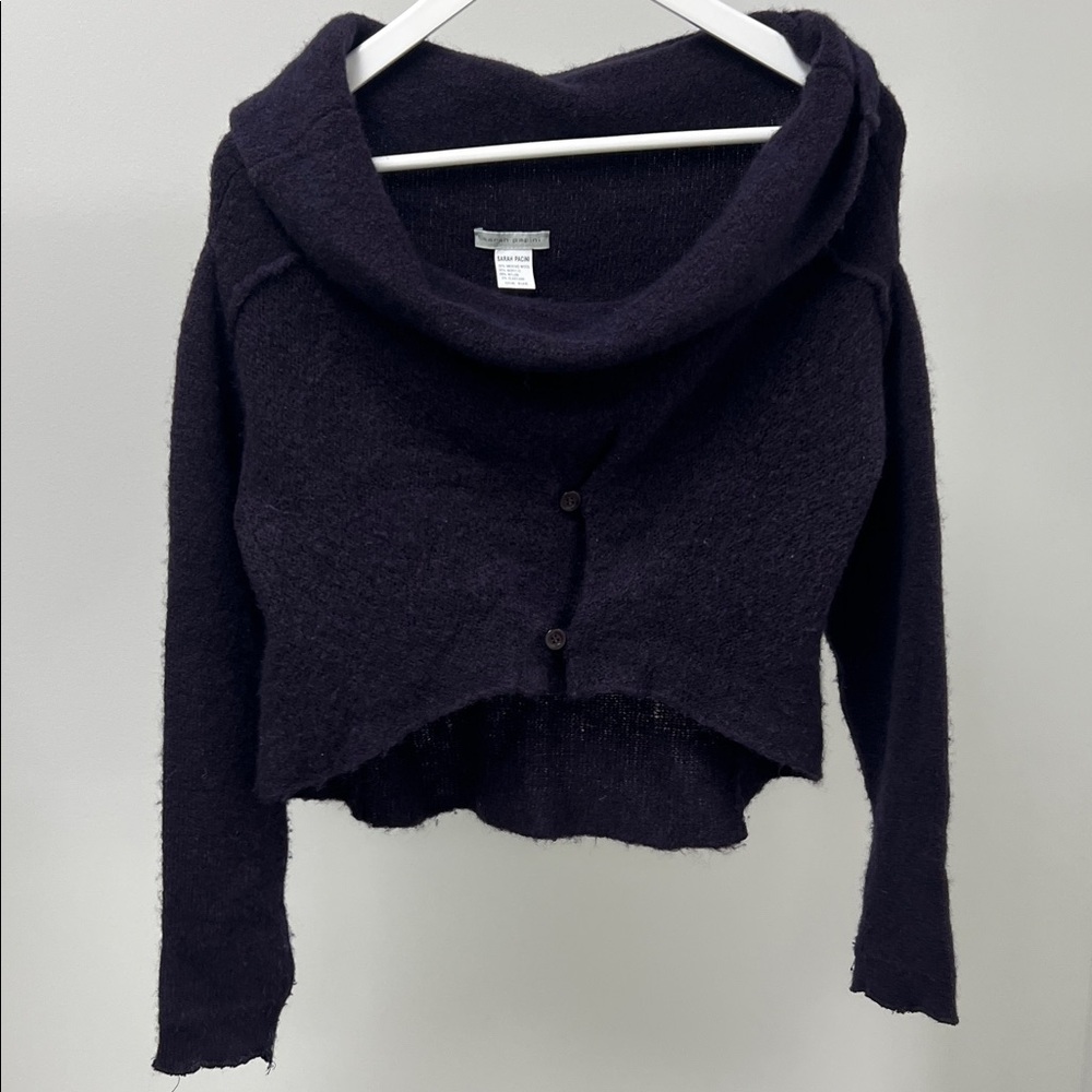 Sarah Pacini Dark Purple Cowl Sweater
